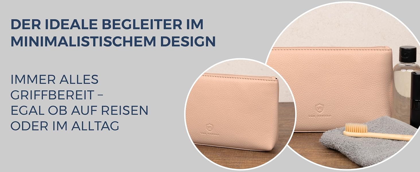 Шкіряна косметичка VON HEESEN для жінок та чоловіків, дорожня сумка для аксесуарів та засобів гігієни з натуральної шкіри, колір Rose