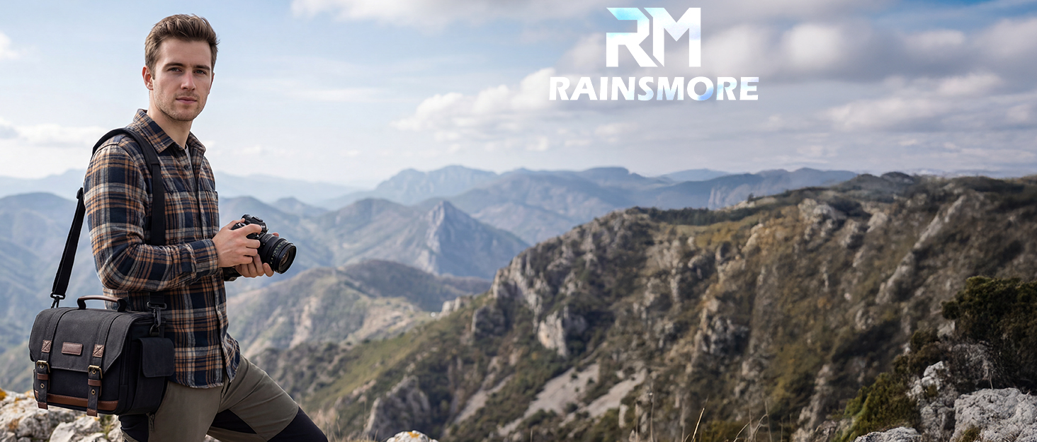 Сумка для фотоапарата RAINSMORE Vintage Canvas (водонепроникна) для DSLR та бездзеркальних камер, чорна