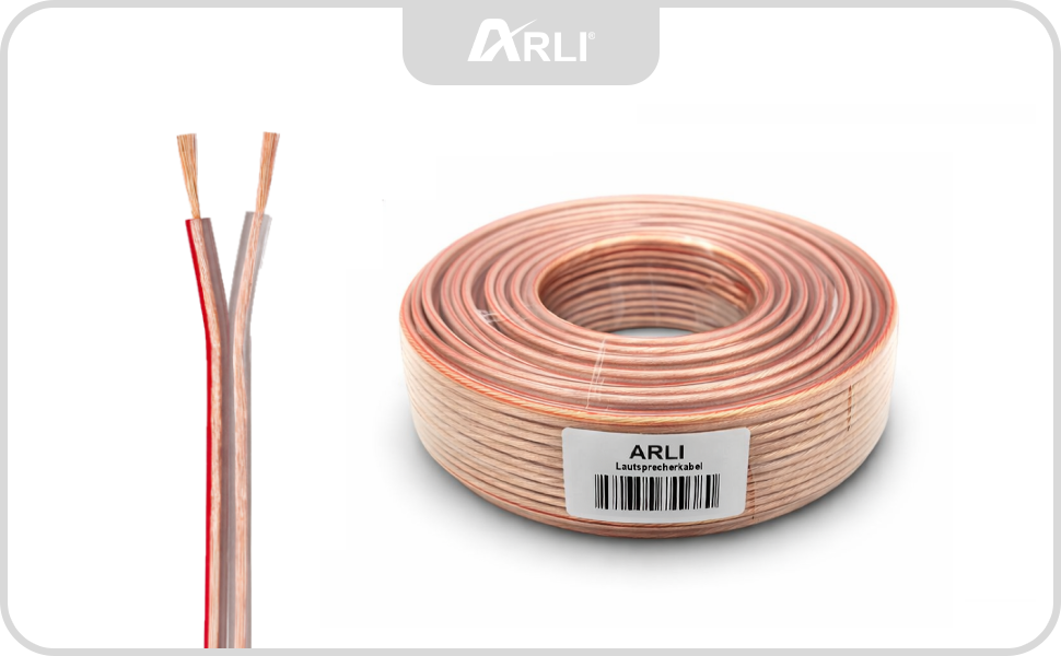 Кабель акустичний ARLI 50м прозорий 2x4 мм² CCA гнучкий з маркуванням для Hi-Fi, авто, колонок