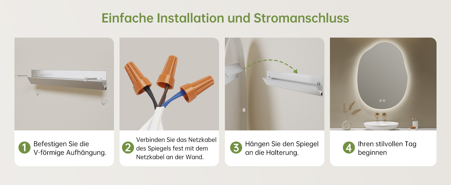 Дзеркало для ванної кімнати з підсвічуванням, арочне, без рами, 50x75 см. Антизапарник, сенсорне управління, регулювання яскравості, 3 кольори світла
