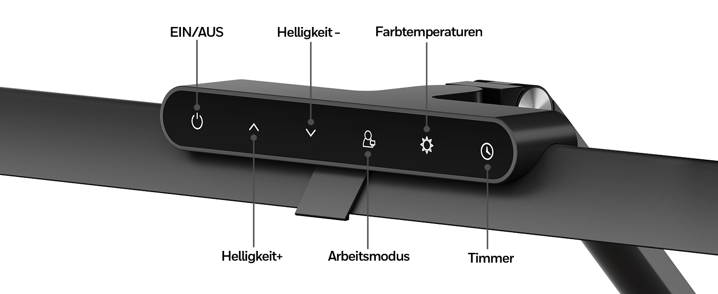 LED лампа для столу Honeywell HJ1 Sunturalux™ - регульована, для офісу та дому, з кріпленням, чорна