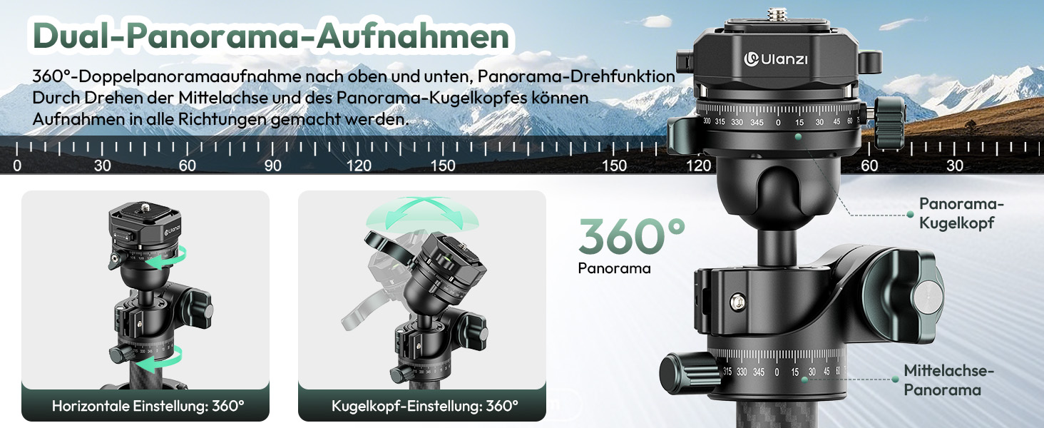 Штатив для камери ULANZI JJ05 GlideGo 184 см з карбону, складаний, з поворотним центральним стовпом, легкий, для DSLR, 360° кульковий голівкою, швидка пластина, вантажопідйомність 18 кг