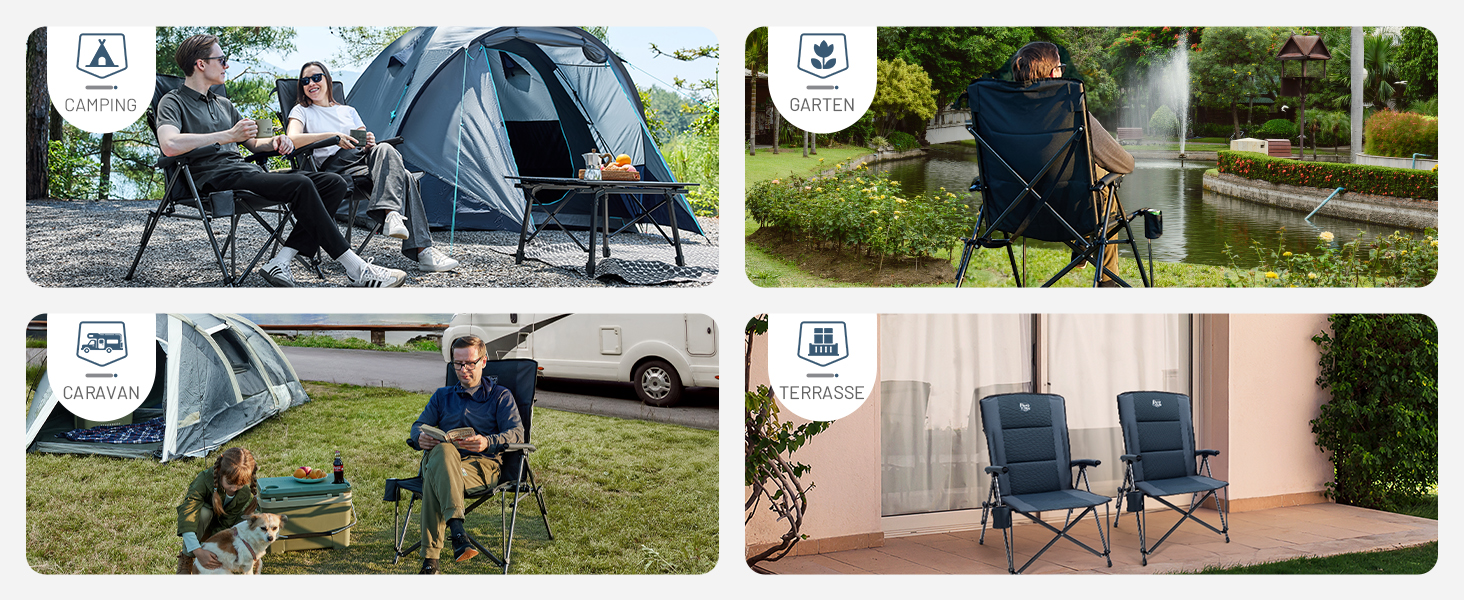 Крісло для кемпінгу Timber Ridge складне з широким сидінням 55 см, XXL, 150 кг, з кишенею, для кемпінгу, саду, балкону
