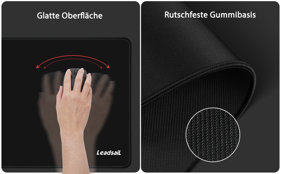 Leadsail XXL ігровий килимок для миші та клавіатури (800x300x4 мм), чорний