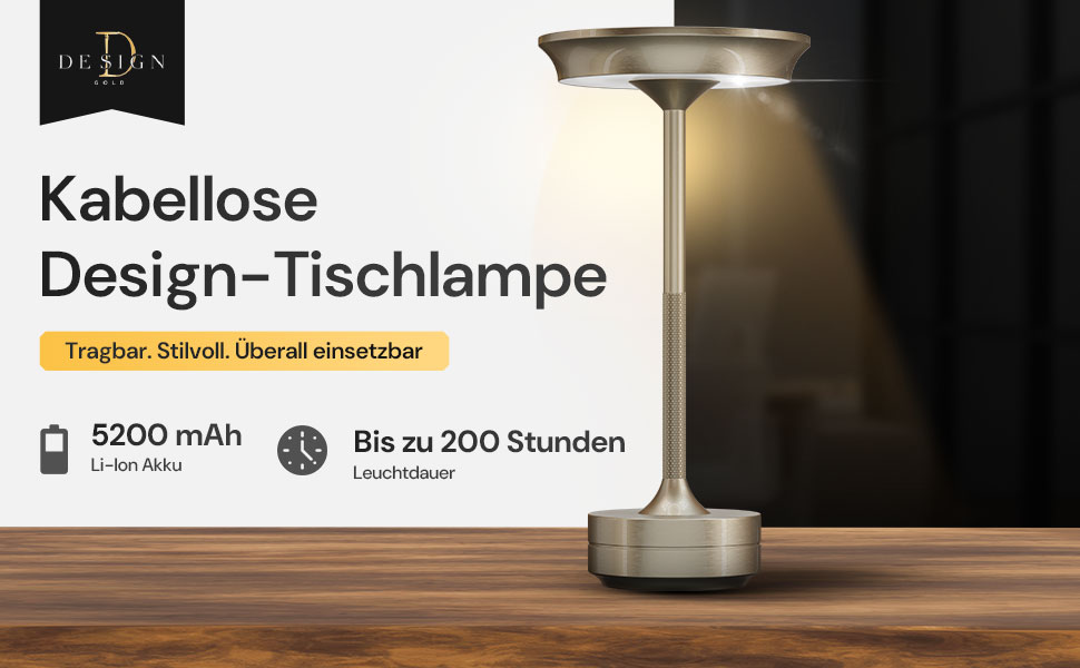 LED-лампа настільна бездротова - стильний дизайн з акумулятором та USB-C - 3 кольори світла та диммування - бездротова свобода для вулиці та дому - настільна лампа з акумулятором, що заряджається (срібна)