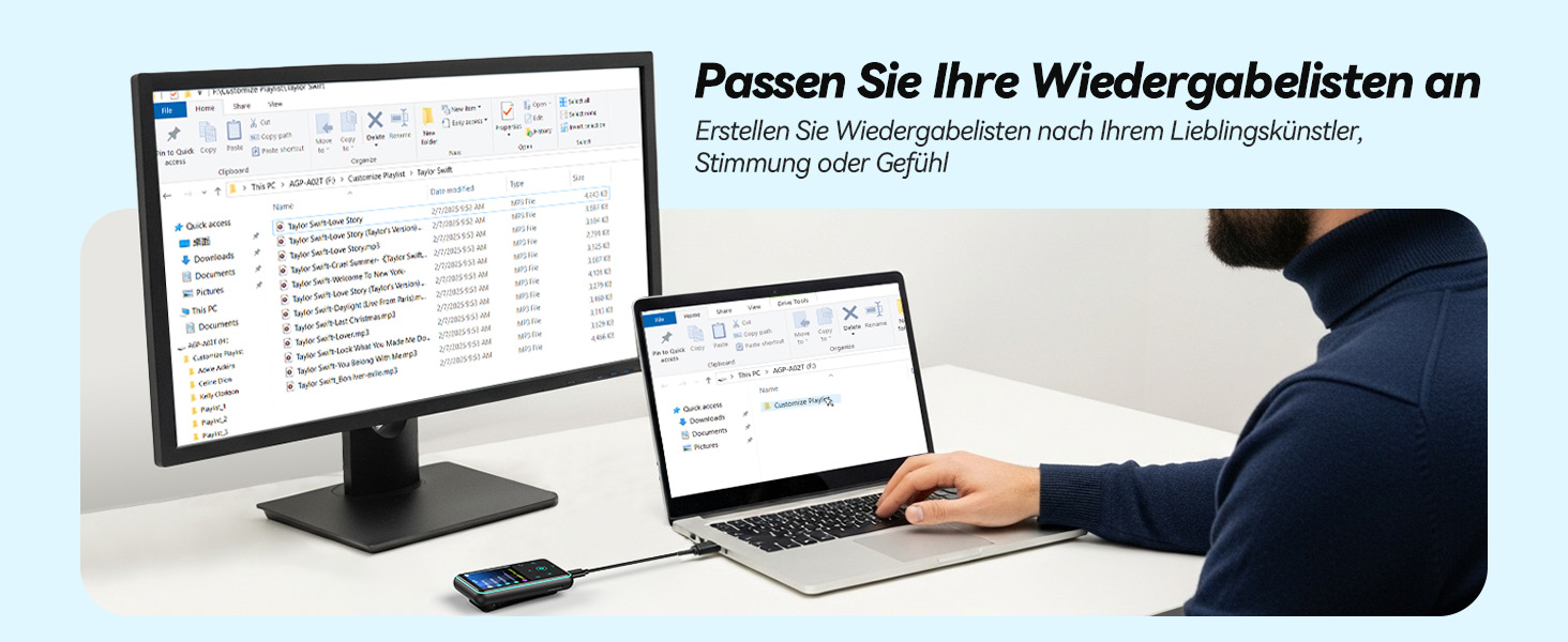 MP3 плеєр AGPTEK 64GB Bluetooth 5.3 з кліпсою для спорту, 1.8