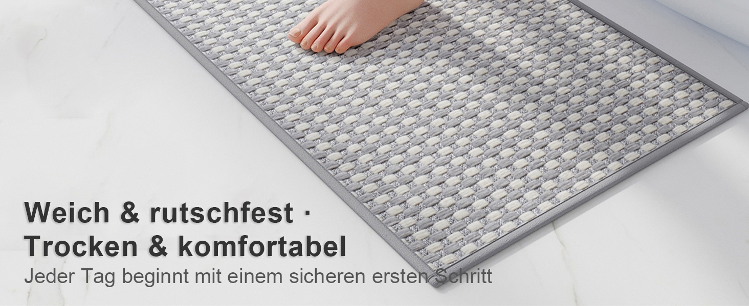 Килимок для ванної кімнати Badteppich Chenille, протиковзкий та вологопоглинаючий, 50x150 см, світло-сірий