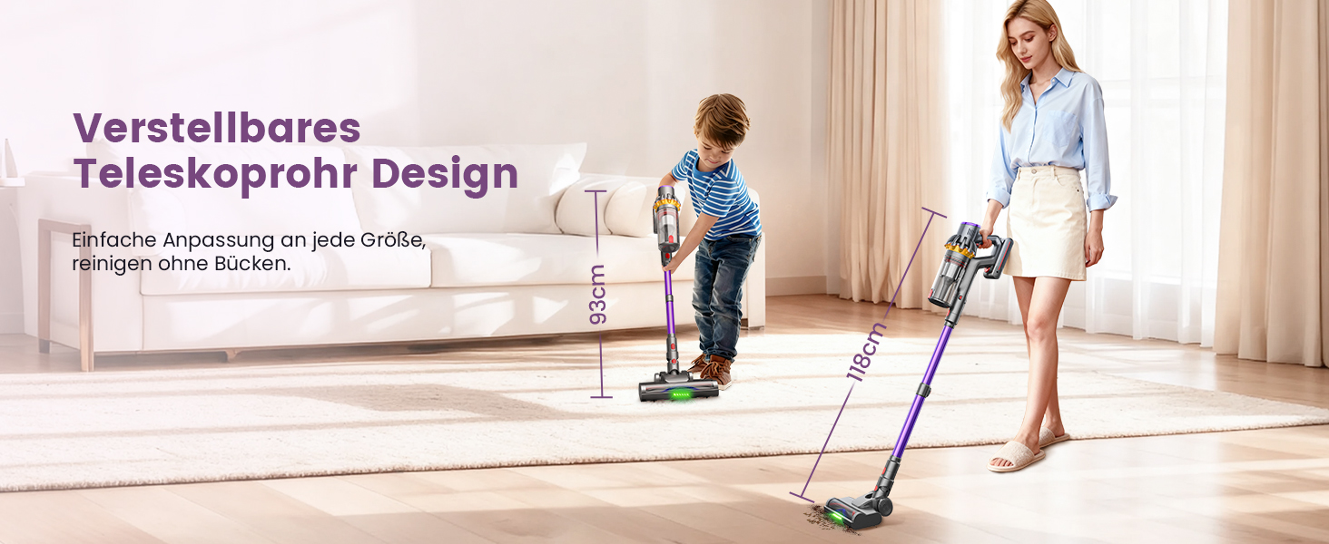 Бездротовий акумуляторний пилосос 45000 Па/580 Вт/70 хв, легкий, 6-в-1, з LED дисплеєм, станцією зарядки та насадкою проти спутання шерсті, для твердих поверхонь, килимів та шерсті тварин