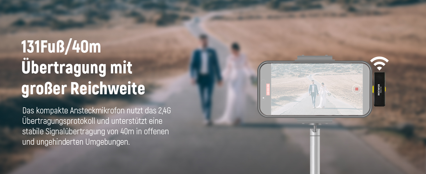 NEEWER Бездротовий петличний мікрофон KM23: 48kHz/24Bit, 8 годин роботи, шумозаглушення, USB-C, сумісний з DJI, Insta360, iPhone, Android, PC