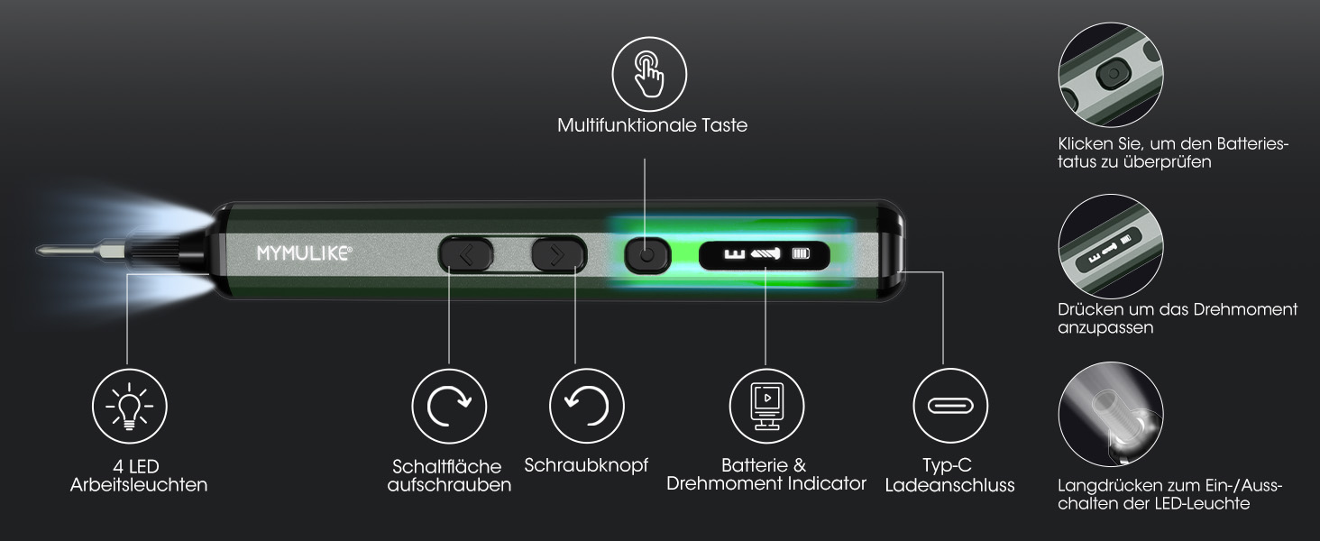 Набір електричного викрутника Mini 78 в 1 з 56 бітами, 9 свердлами, 5 режимами крутного моменту та LED-підсвічуванням для точної роботи (годинники, камери)