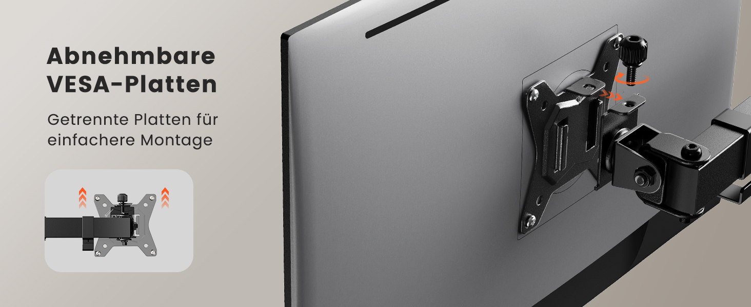 Кріплення для монітора ErGear на 2 монітори (13-32 дюйми), регульоване, поворотне, нахилене, поворотне, VESA 75/100, чорний