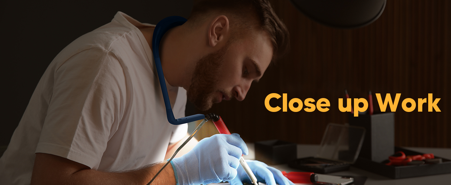 LED лампа на шию для читання Buch синя: книжкова лампа, ліхтарик для в'язання, подарунок чоловікові на Різдво