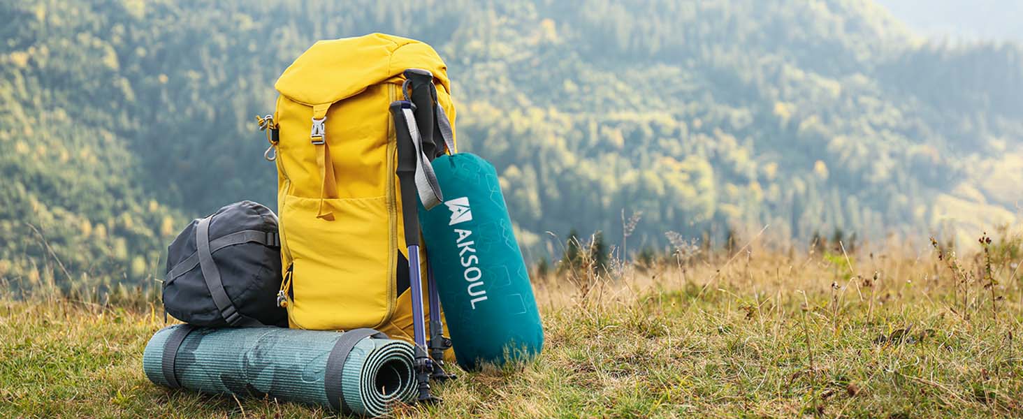 AKSOUL Килимок самонадувний туристичний для кемпінгу: Ultraleicht, компактний, легкий, портативний, для туризму, трекінгу, подорожей, відпочинку на природі