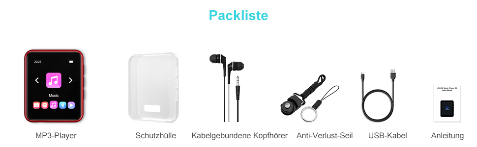 MP3 плеєр 32GB Bluetooth 5.0 з сенсорним екраном, HiFi, радіо, диктофон (червоний)