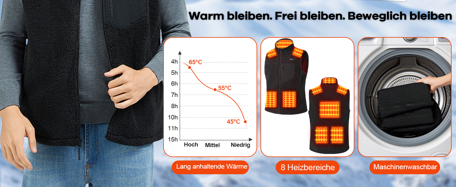 Електрична гріюча жилетка для чоловіків з Powerbank 18400mAh, флісова жилетка, тепла жилетка для зими, чорна L