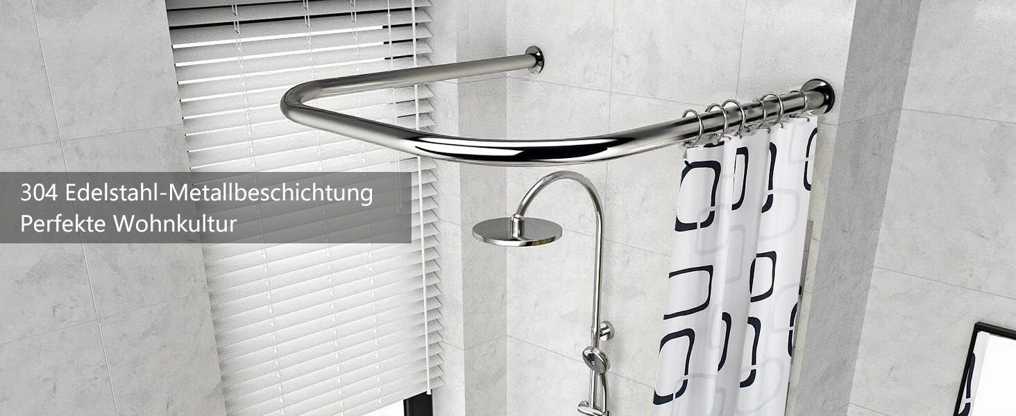 Штанга для душу U-подібна, 85-120 см, не потребує свердління, з нержавіючої сталі 304, для ванної/душу