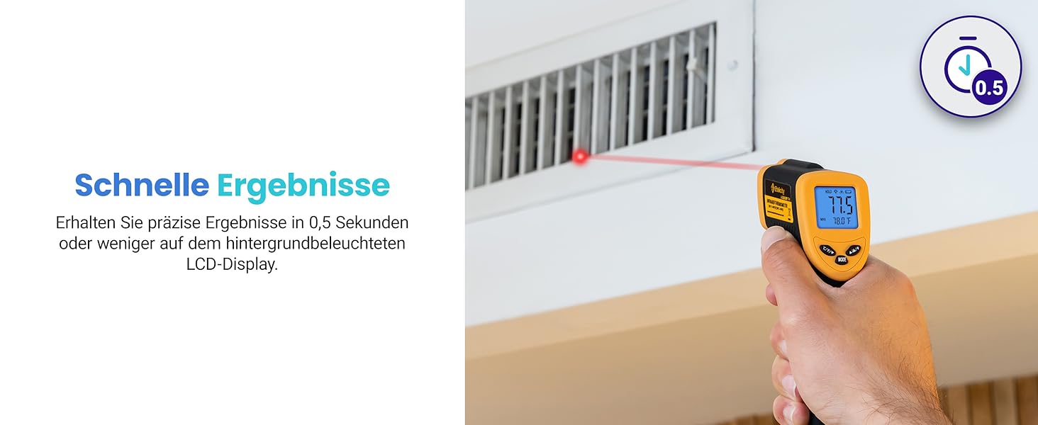 Інфрачервоний термометр Etekcity -50°C до +450°C (лазерний, цифровий) для кухні, піци, гриля, випічки. Не для вимірювання температури тіла. Жовто-чорний