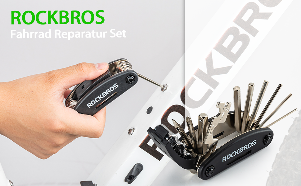 Набір інструментів ROCKBROS для ремонту велосипеда 16 в 1, складаний, чорний