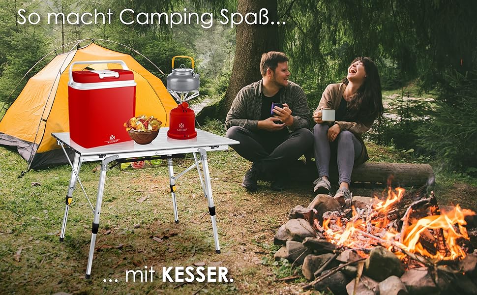 Складний кемпінговий стіл KESSER® з алюмінієвим каркасом 90x53 см, до 100 кг, з сумкою для транспортування (сріблястий)