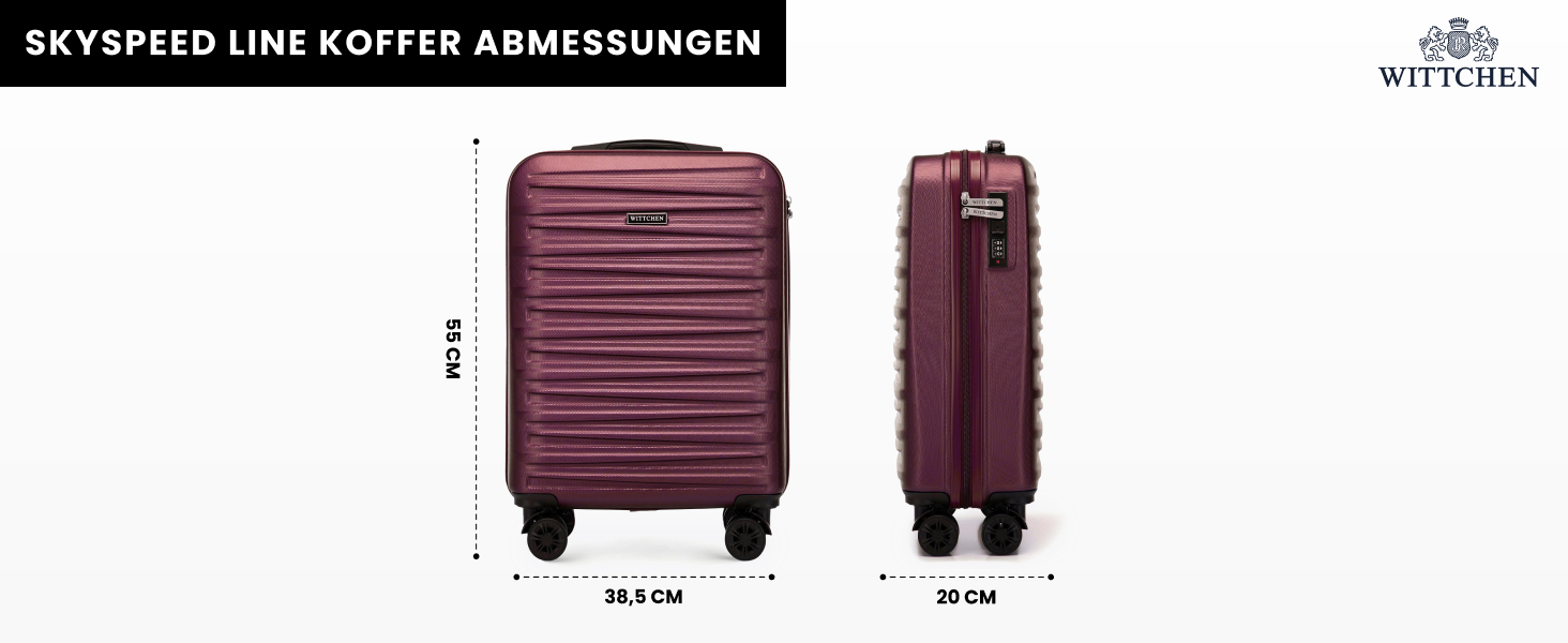 WITTCHEN Skyspeed Line: Великий валіза на колесах з ABS, для подорожей, з комбінаційним замком та телескопічною ручкою, 4 колеса, підходить для Lufthansa/Eurowings/Ryanair/Condor, колір каштанового дерева