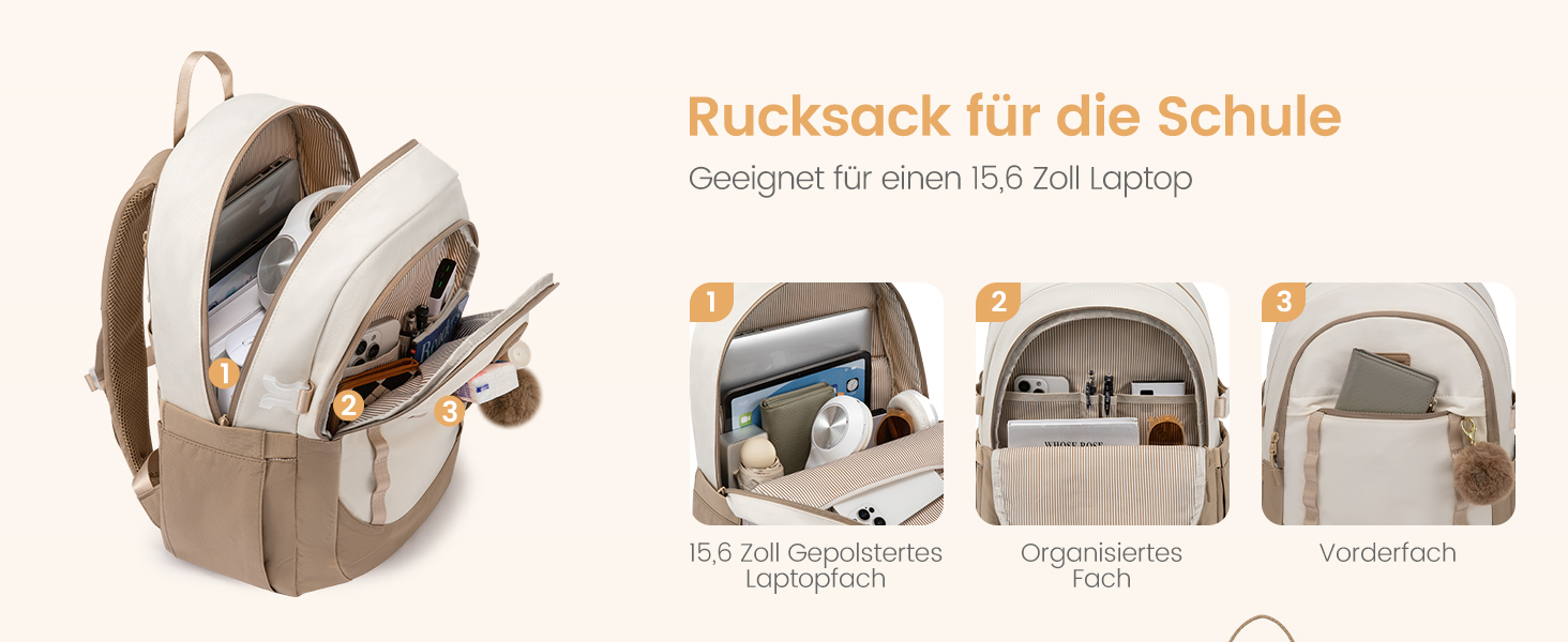 LOVEVOOK Рюкзак для школи дівчинки-підлітка, 15.6 дюймів, рюкзак для ноутбука, легка шкільна сумка, рюкзак для школи, середньої школи, з помпоном, повсякденний, світло-жовтогарячий