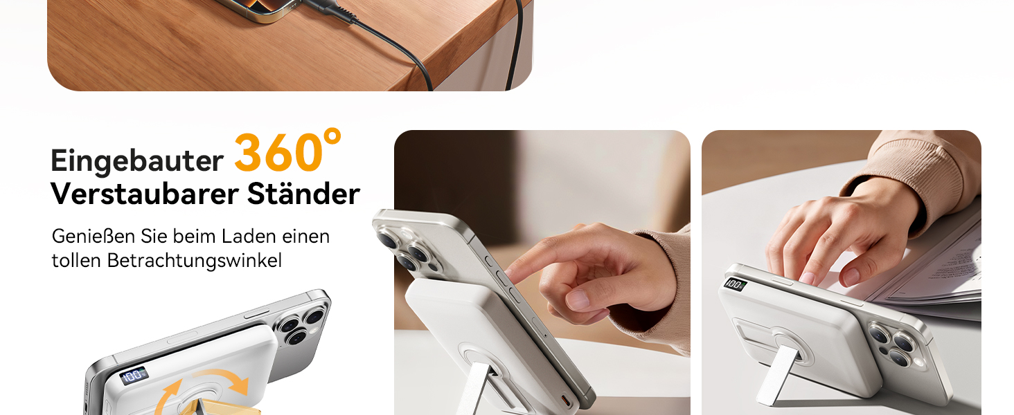 Power Bank 12000mAh з MagSafe, висувним підсвічуванням та USB-A виходом 22.5W PD, LED-дисплей, Type-C, білий