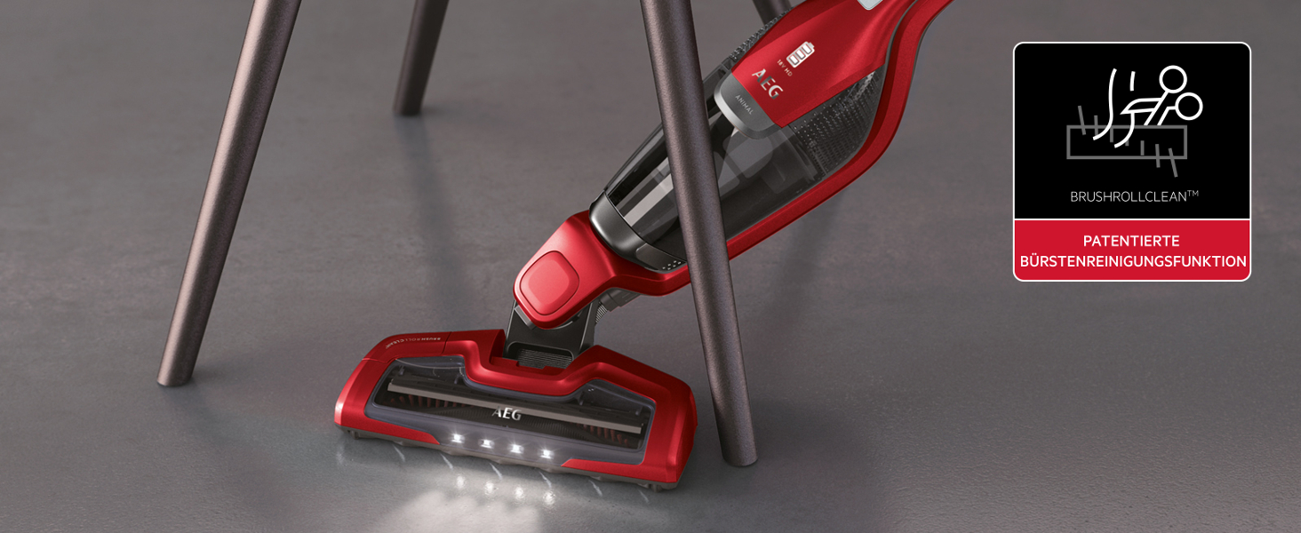 AEG Ergorapido CX7-2-45AN: Бездротовий пилосос 2-в-1, без мішка, з насадкою для шерсті тварин, 45 хв роботи, LED, червоний