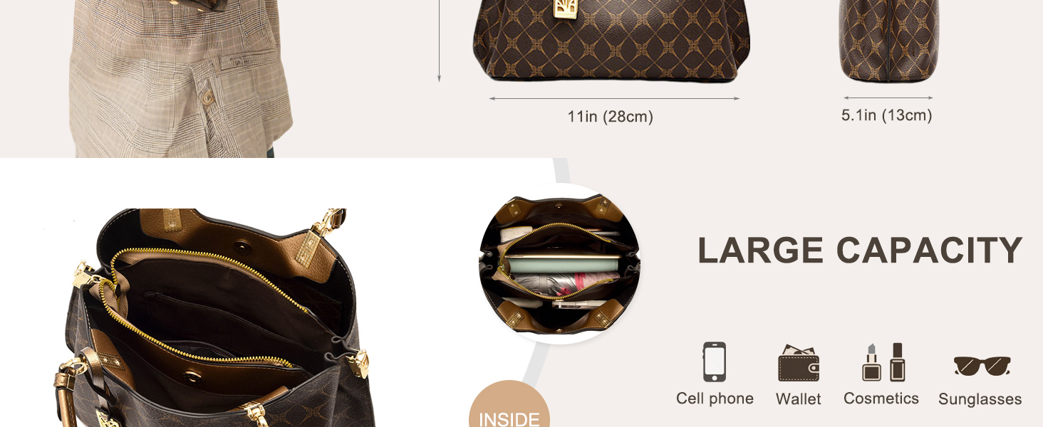 Сумка жіноча Nicole & Doris елегантна шопер середнього розміру з PU шкіри коричнева з брелоком