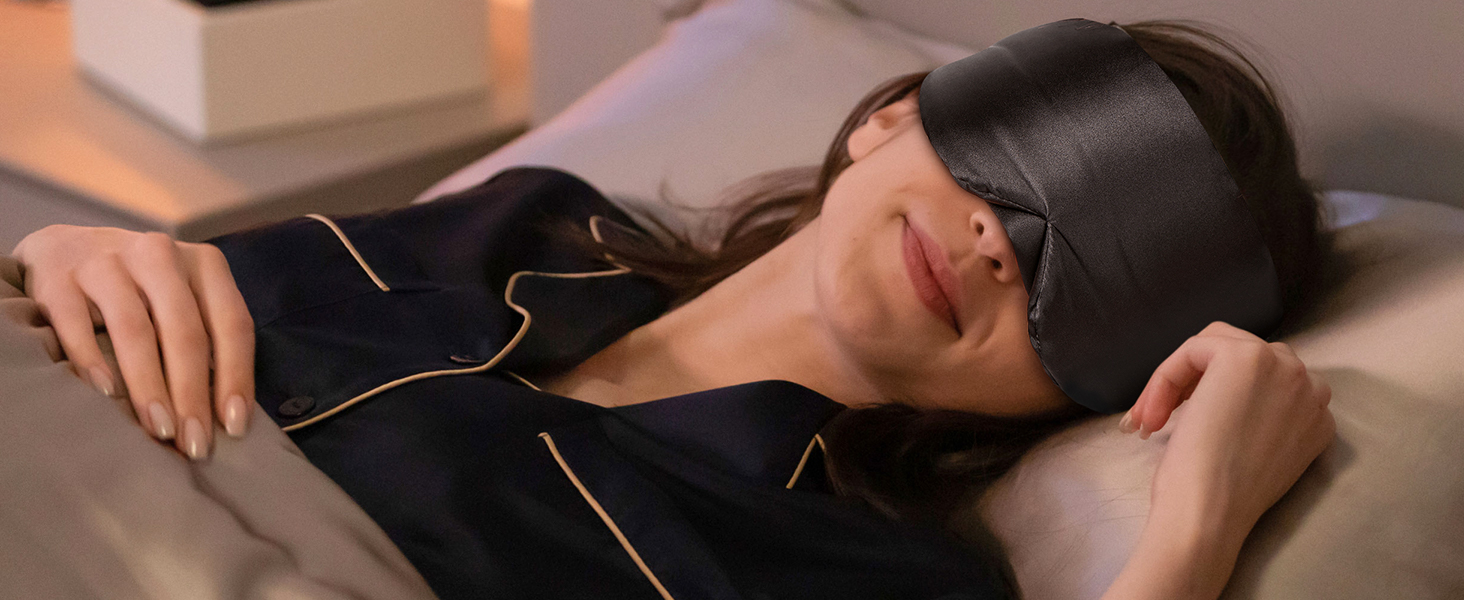 Шовкова маска для сну LitBear, 100% шовк 22 momme, для жінок та чоловіків, з регульованою стрічкою, комфортна та зручна