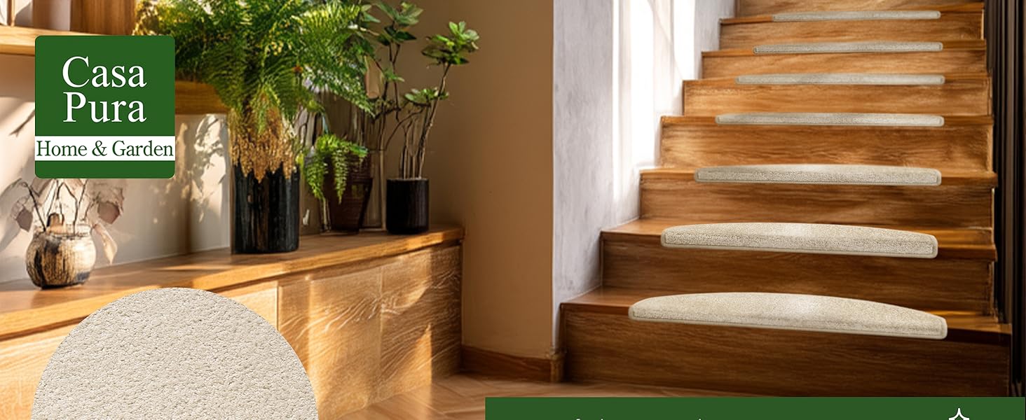 Casa Pura Dynasty Velour Non-Slip Stair Treads - 15 Piece Set - Anthracite Grey
