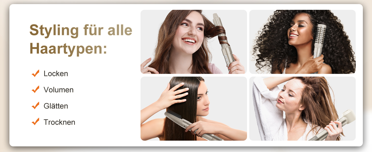 7MAGIC Airstyler 6-в-1: стайлер, плойка, фен, іонізація, для волосся, професійний, для особливих випадків, золото