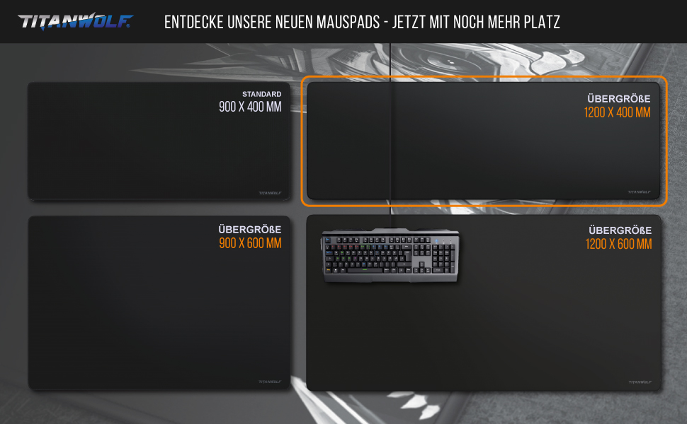 Килимок для миші Titanwolf XXXL 1200x400 мм, ігровий, великий розмір, покращена точність та швидкість, сумісний з Logitech, дизайн Koi (чорний)