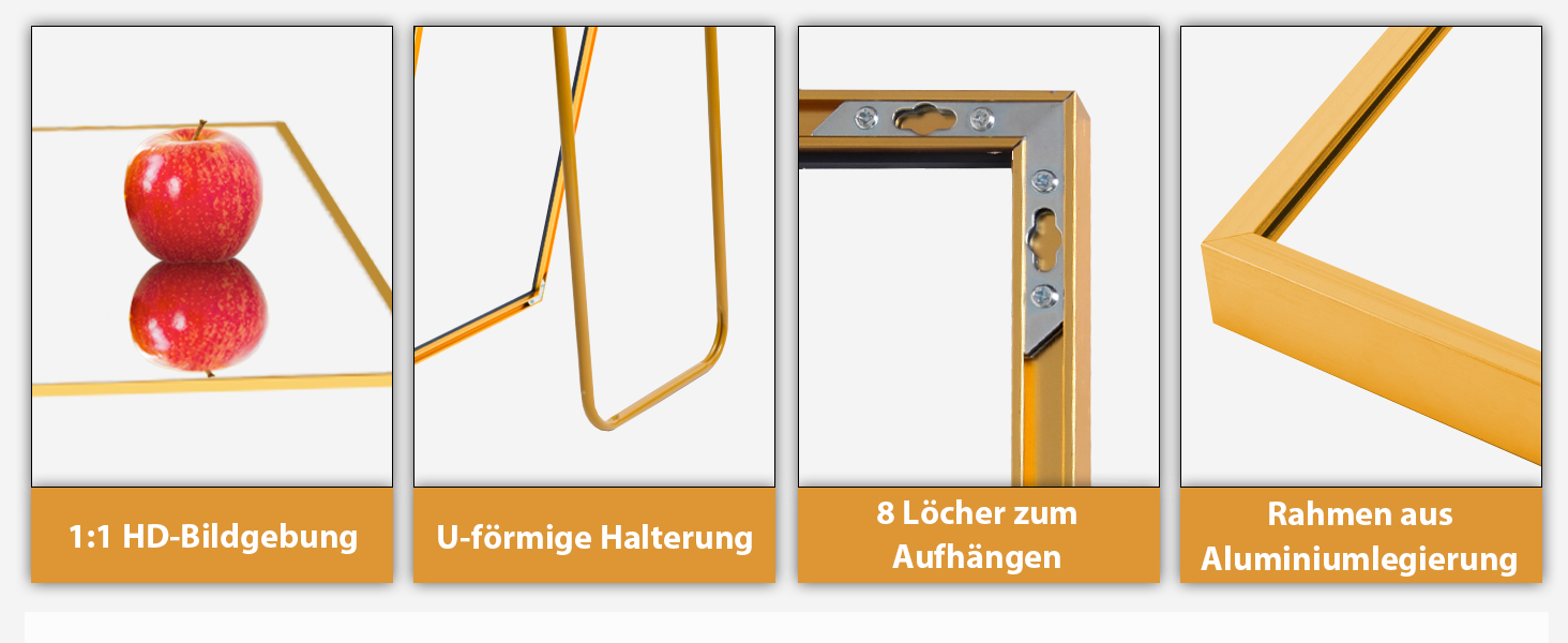 Stehender Ganzkörperspiegel mit Metallrahmen