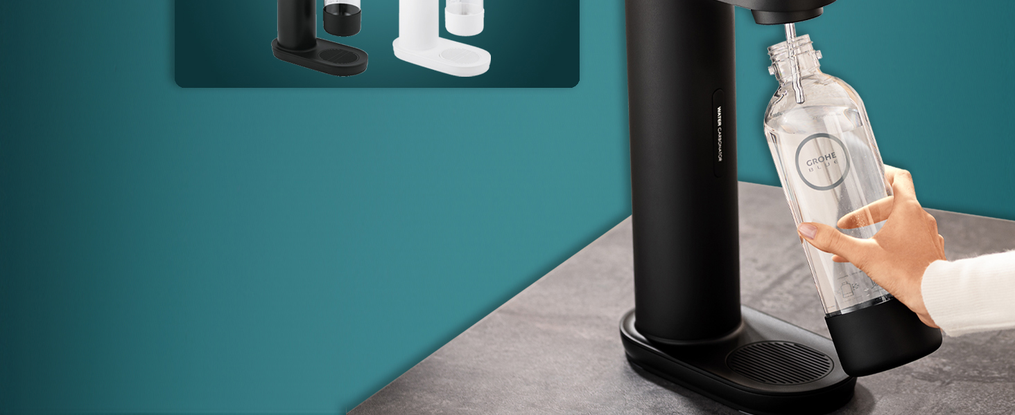 GROHE Blue Fizz Набір для газованої води (3 рівні газування, без CO2 балона, 1x 0,85л пляшка + засіб для чищення), чорний, 31943K00