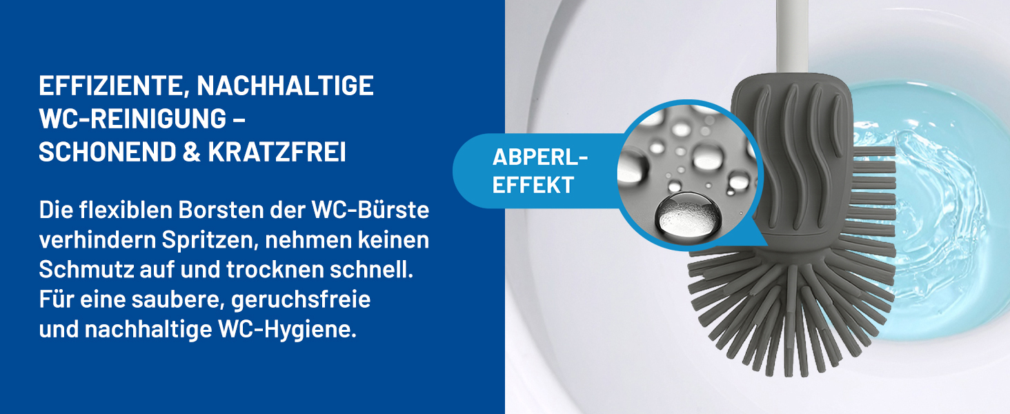 Набір для туалету Rival Recycling з щіткою для обідка унітазу – ергономічна щітка для унітазу з перероблених матеріалів, для швидкого та ретельного очищення, з тримачем (білий, Meiler)