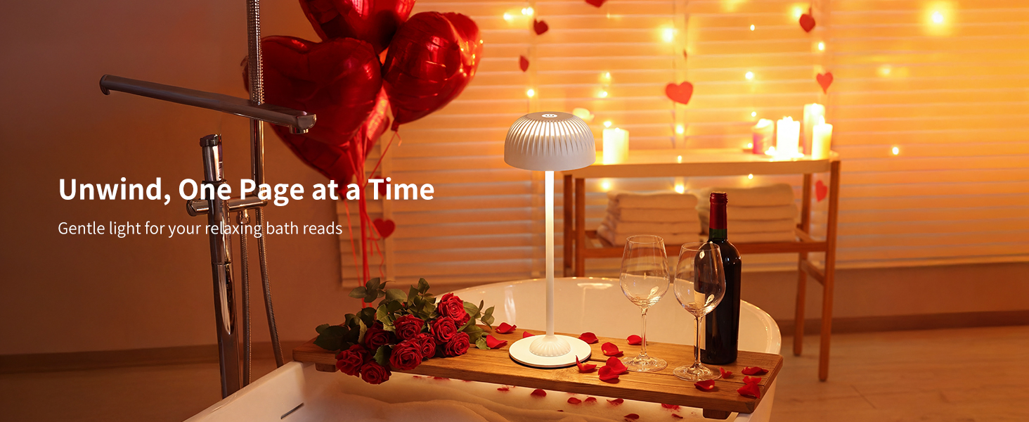 Світлодіодна настільна лампа бездротова LED для вулиці та дому, диммована, з акумулятором 5200mAh, водонепроникна IP54, чорна (D-біла)