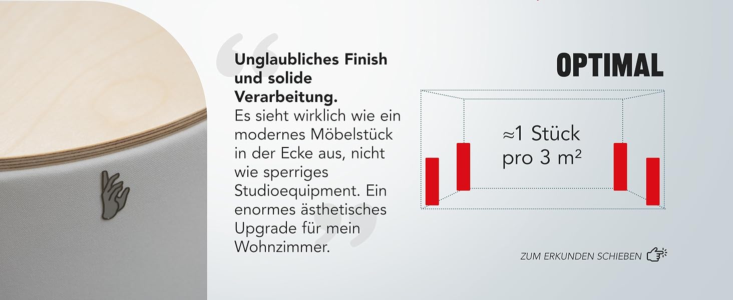 Бас-пастка Addictive Sound Bassfalle Rund Standard для студії, акустична панель зі спеціалізованої вовни (80-210 Гц), Apple, 98 см, Made in EU