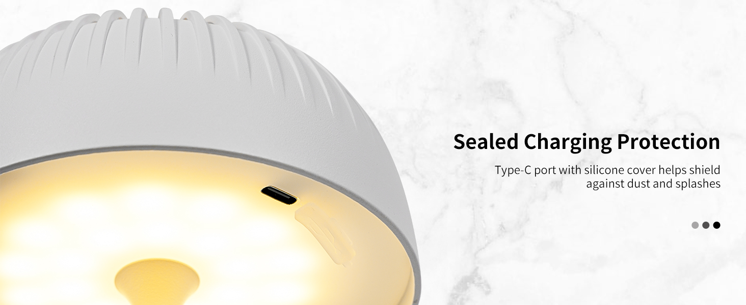 Світлодіодна настільна лампа бездротова LED для вулиці та дому, диммована, з акумулятором 5200mAh, водонепроникна IP54, чорна (D-біла)
