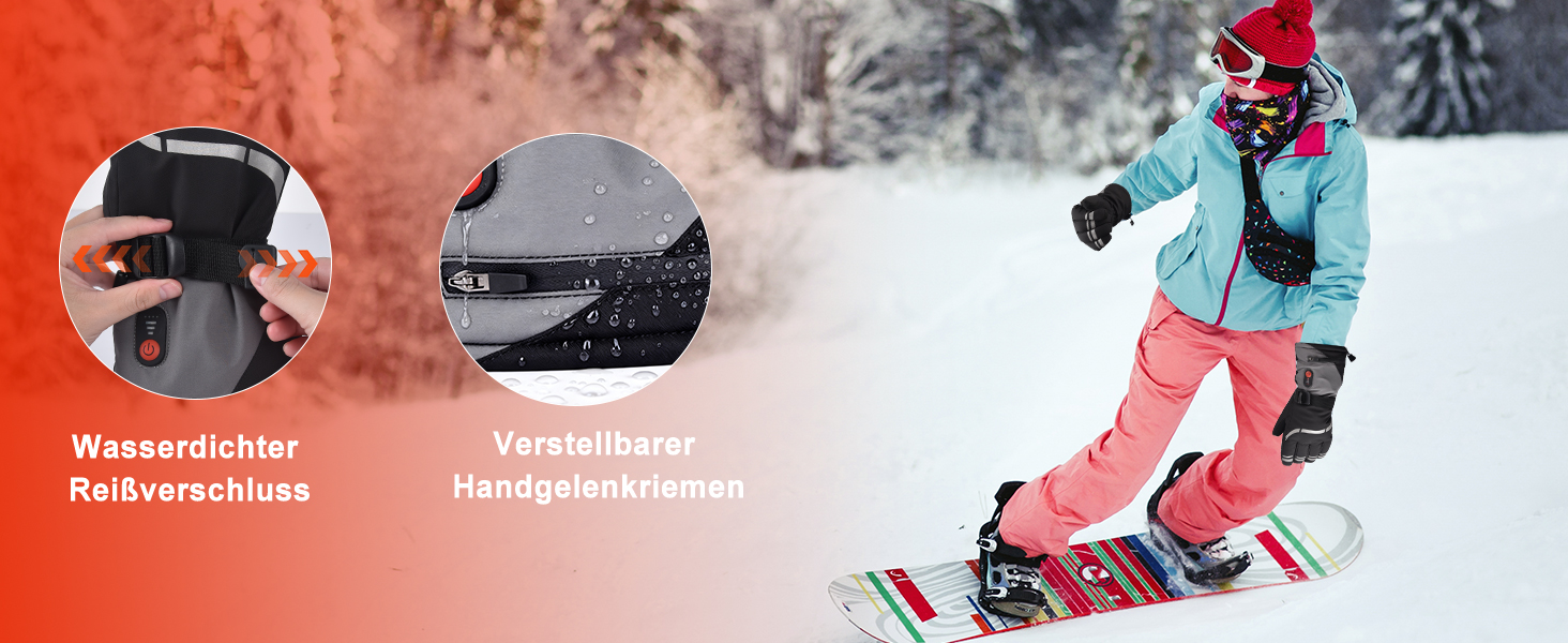 Гріючі рукавички з акумулятором 7.4V 6400mAh USB, 3 режими нагріву, водонепроникні рукавички з підігрівом для зимових видів спорту, катання на лижах, мотоциклі, велосипеді, піших прогулянок