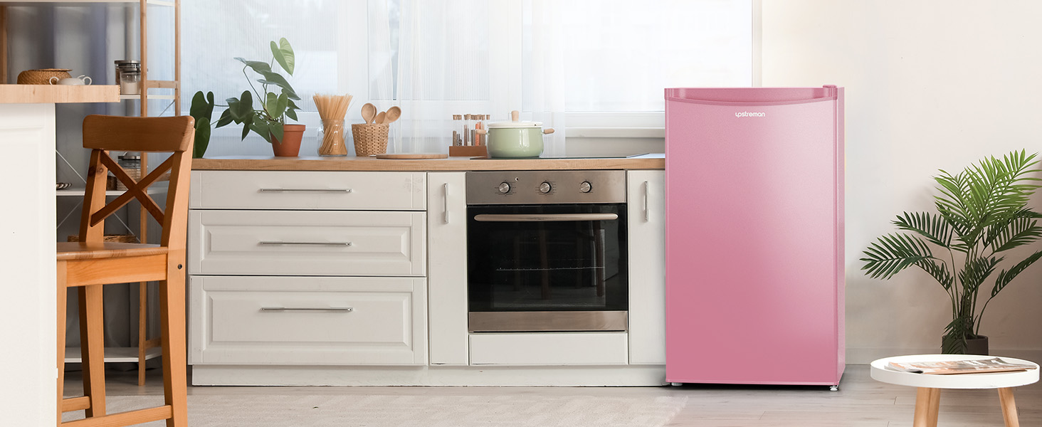 Холодильник Upstreman 91L BR321-Rosa з функцією швидкого охолодження, 5 температурних режимів (1-8°C), енергоефективний, 41 дБ, компактний, для студентів/офісу