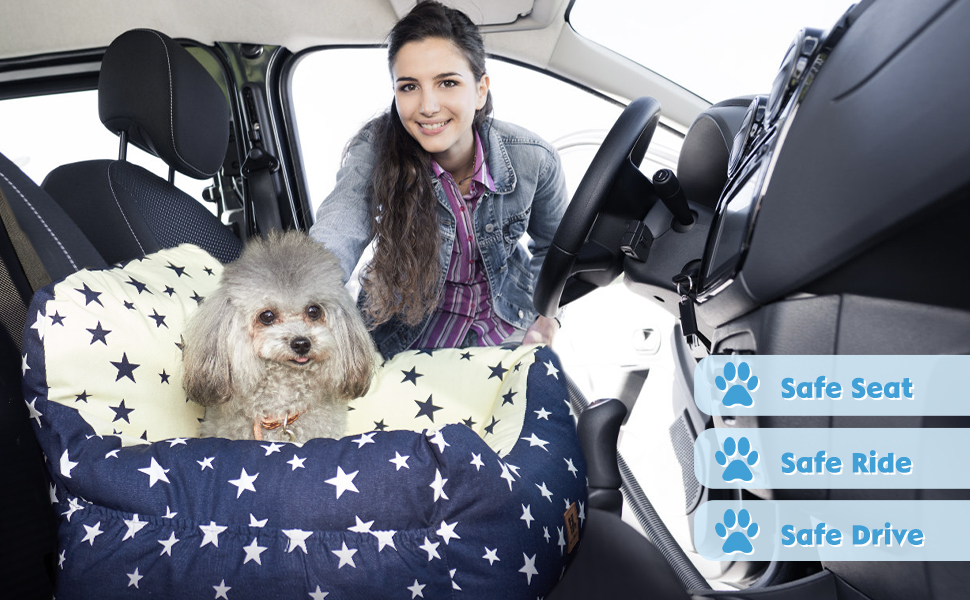 Автокрісло для собак маленьких порід, миється, стійке до плям. Зручне автокрісло для маленьких собак, безпечне, з високоякісного матеріалу та кишеню для зберігання. Супер м'яка бавовна PP, комфортне (Бежевий, Medium)