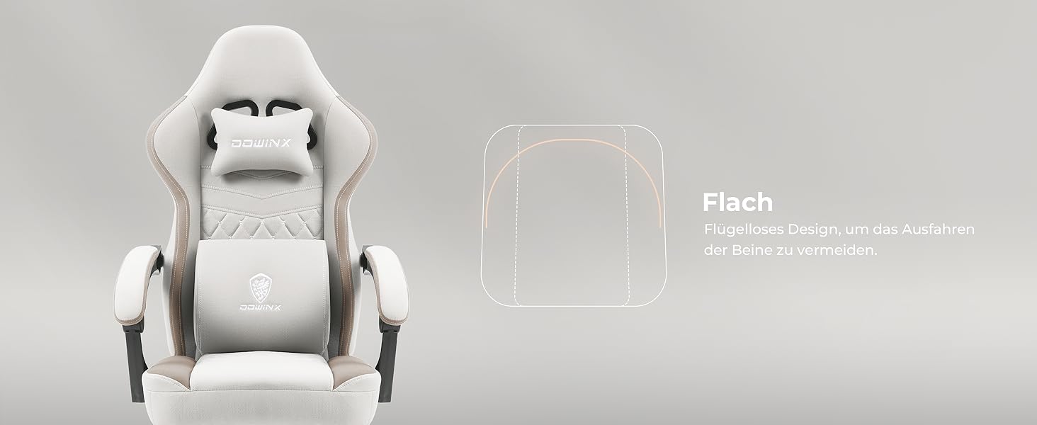 Крісло ігрове Dowinx з тканини, масажне, з підніжкою, ергономічне, для геймерів, офісне, 150 кг, бежеве