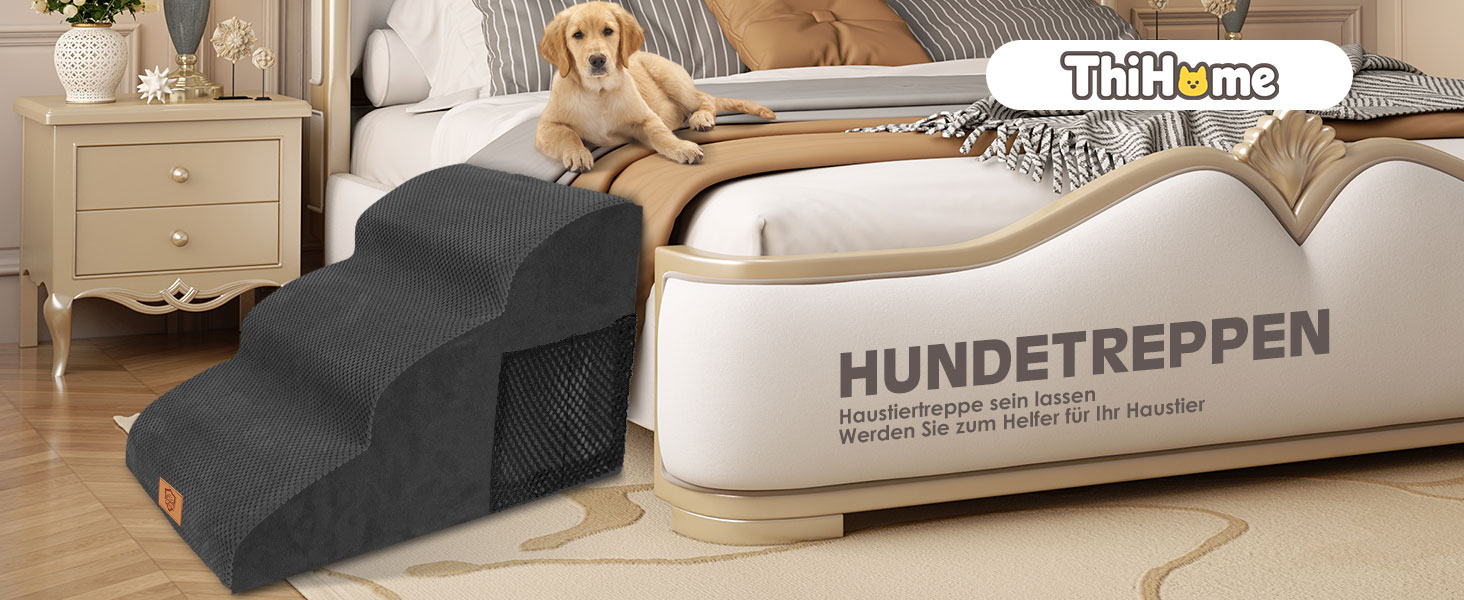 Сходинки для собак маленьких порід, 3 сходинки, 40 см, чорного кольору. Зручні та миючі сходи для собак, з неслизьким покриттям, для доступу до ліжка та дивану