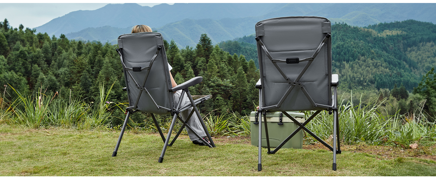 Набір кемпінгових стільців Timber Ridge (2 шт) складані, з високою спинкою, регульовані (3 положення), вантажність 160 кг, сірі