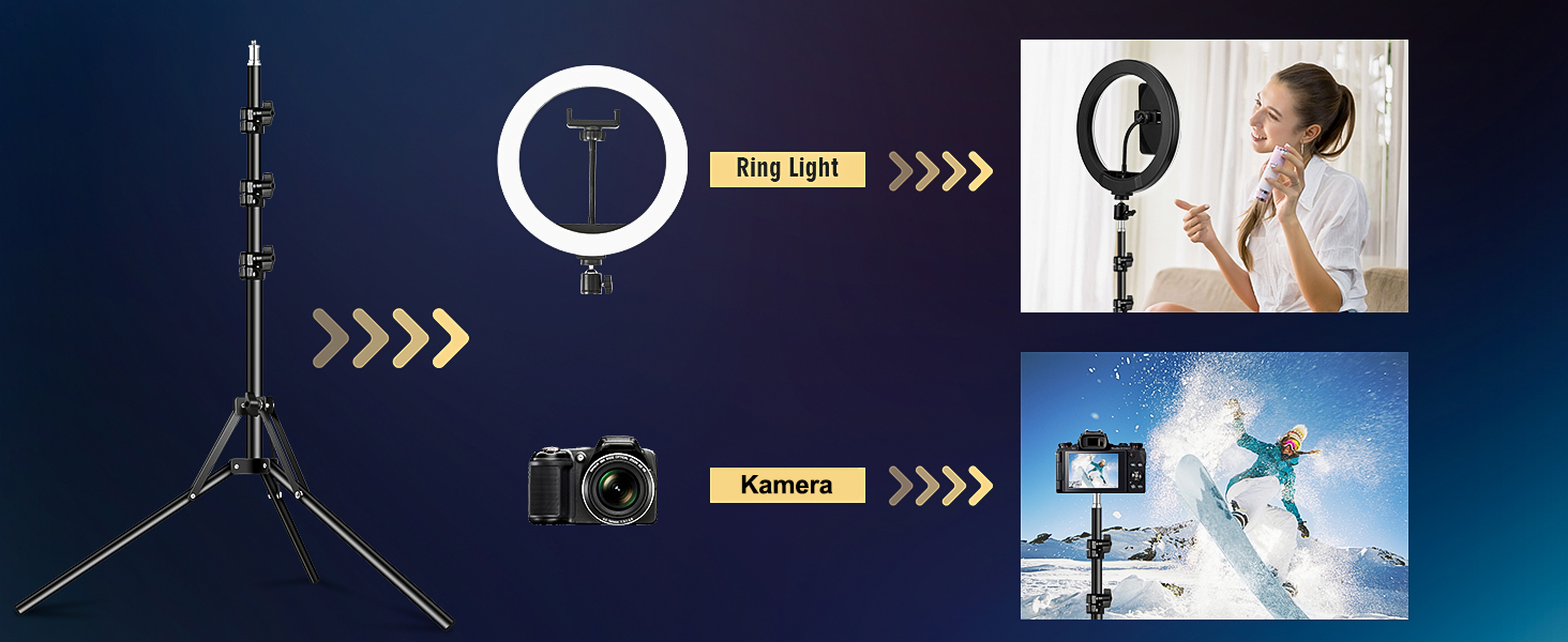 LED кільцева лампа з штативом для смартфона 10 дюймів, 40 RGB режимів, регульована яскравість, для селфі, YouTube, фото та відеозйомки