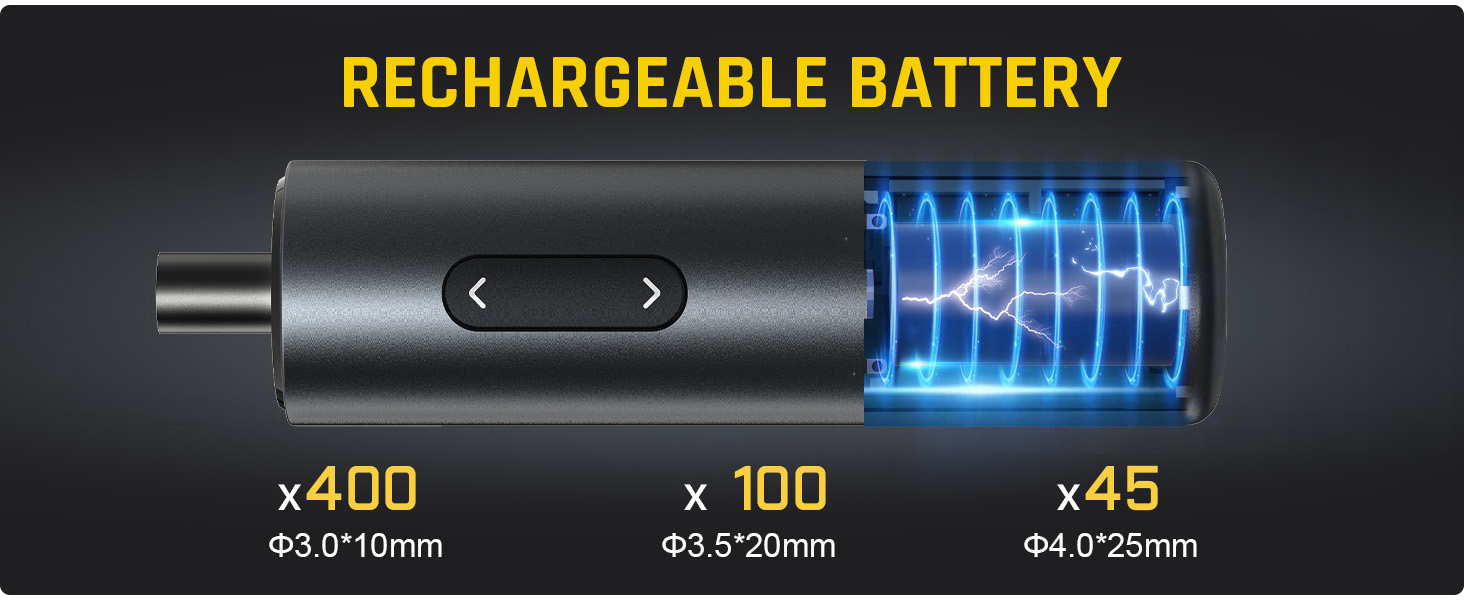 Fanttik NEX S1 Капсульний акумуляторний шуруповерт, 3.7V, 5Nm, 320 об/хв, LED, S2 біти, 5 шт. сталеві біти для меблів та побутових приладів, чорний