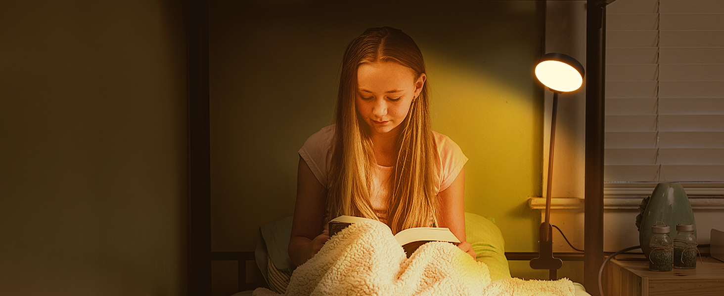 Glocusent 5W LED Лампа для читання на ліжко, кліпса, 36 LED, 5 рівнів яскравості, гнучкий тримач, CRI 90, USB зарядка (біла)