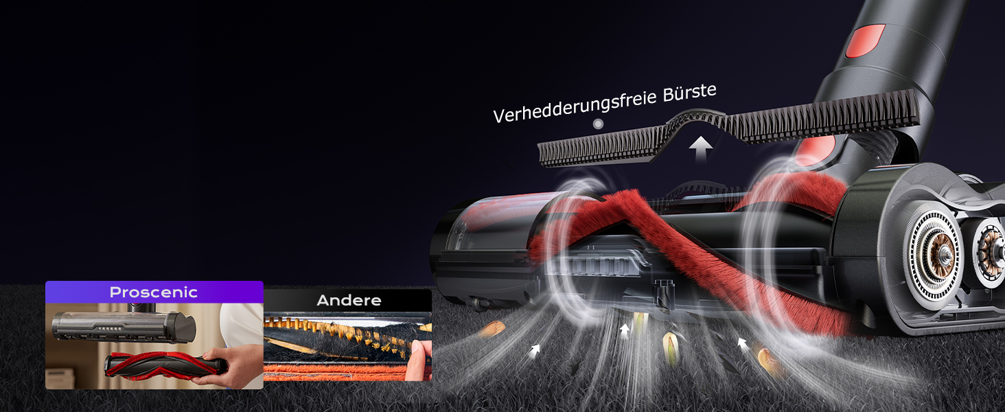 Бездротовий пилосос Proscenic P16 з акумулятором, 55 кПа, 550 Вт, 65 хв, гнучкий гофрований з'єднувач, GreenEye, щітка Anti-Tangle, для килимів, твердих поверхонь, шерсті домашніх тварин, автосалонів, блакитний