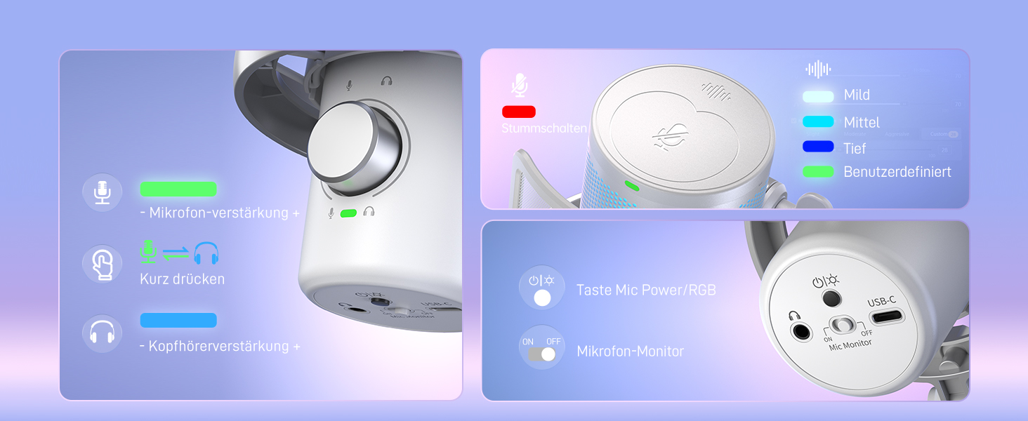 MAONO DM40 PRO Бездротовий мікрофон для ПК з RGB-підсвічуванням та ШІ-зміною голосу, 3-рівневим шумозаглушенням, для геймінгу, подкастингу та стрімінгу