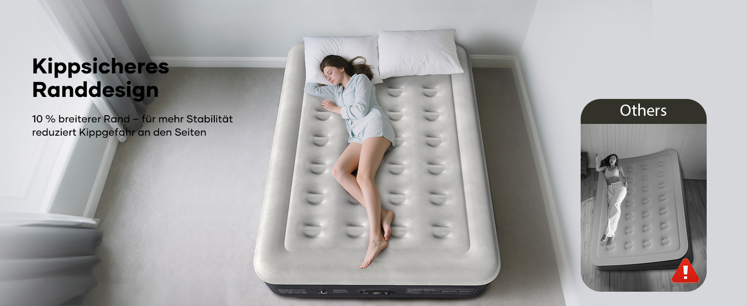 Надувний матрац OlarHike для кемпінгу та дому - 200 x 140 x 46 см, самонадувний, на 2 особи